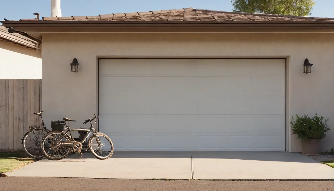 Friendly garage door provider checking a residential garage door track in West Covina